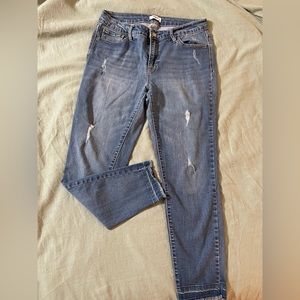 Distressed cropped Womens skinny jeans